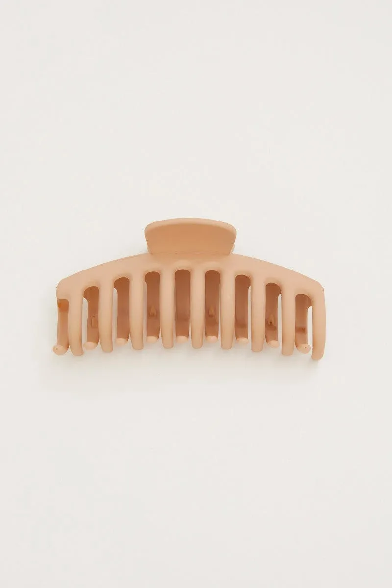 Beige Classic Hair Claw Clip