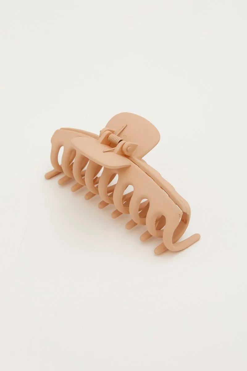 Beige Classic Hair Claw Clip