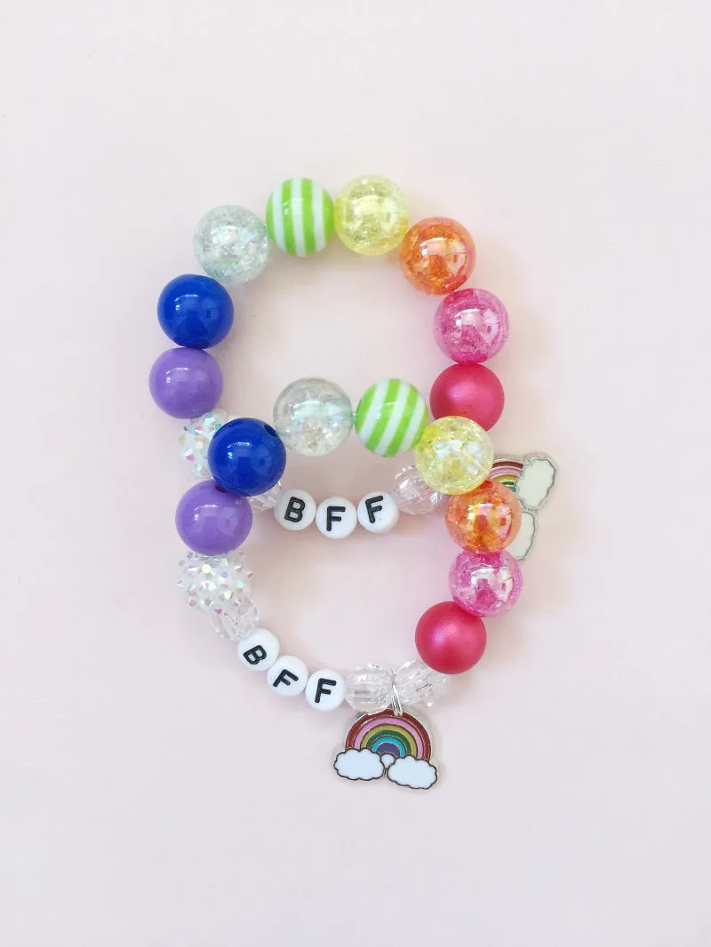 BFF Bracelets with Rainbow Charm - Set of 2