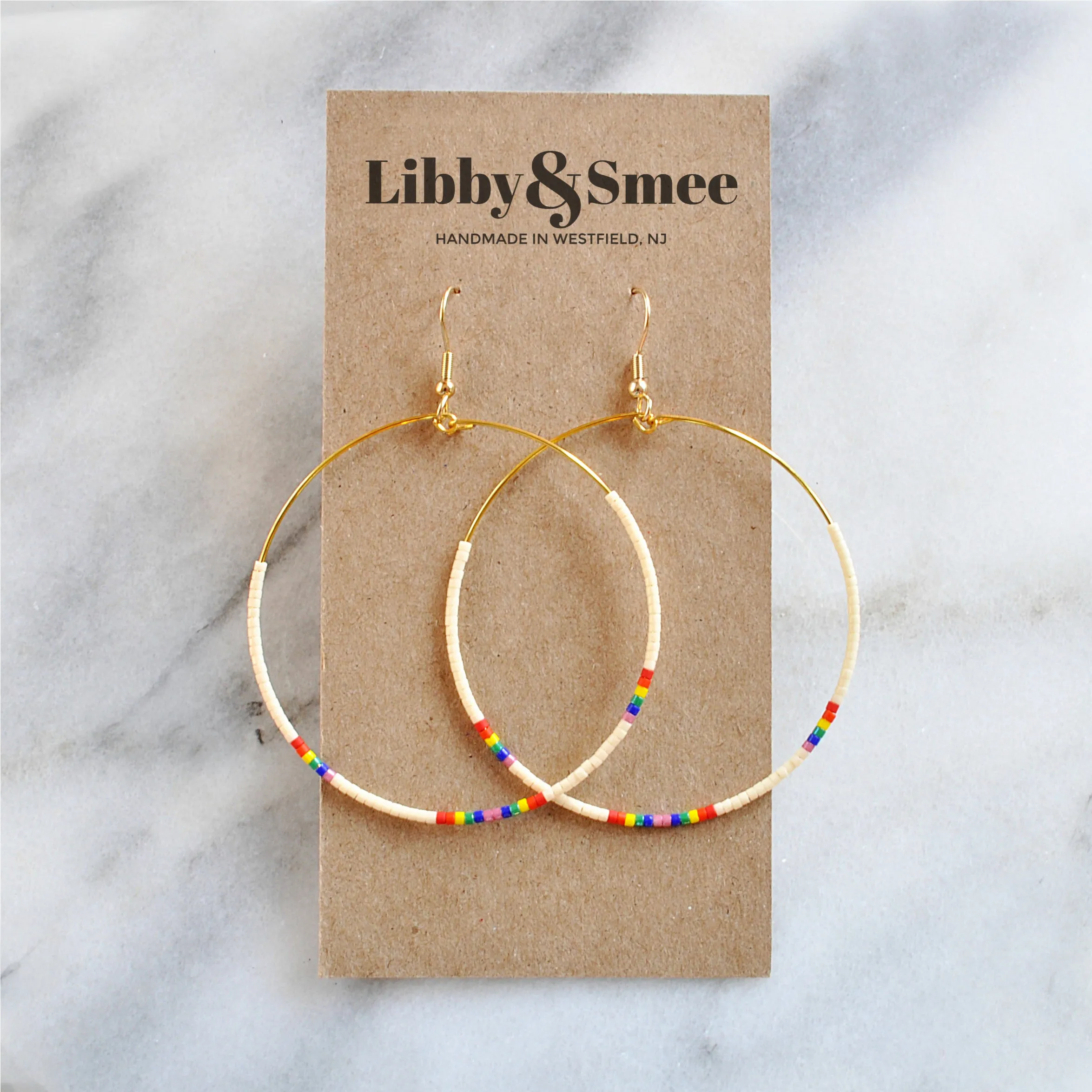 Big Beaded Hoops - RAINBOW