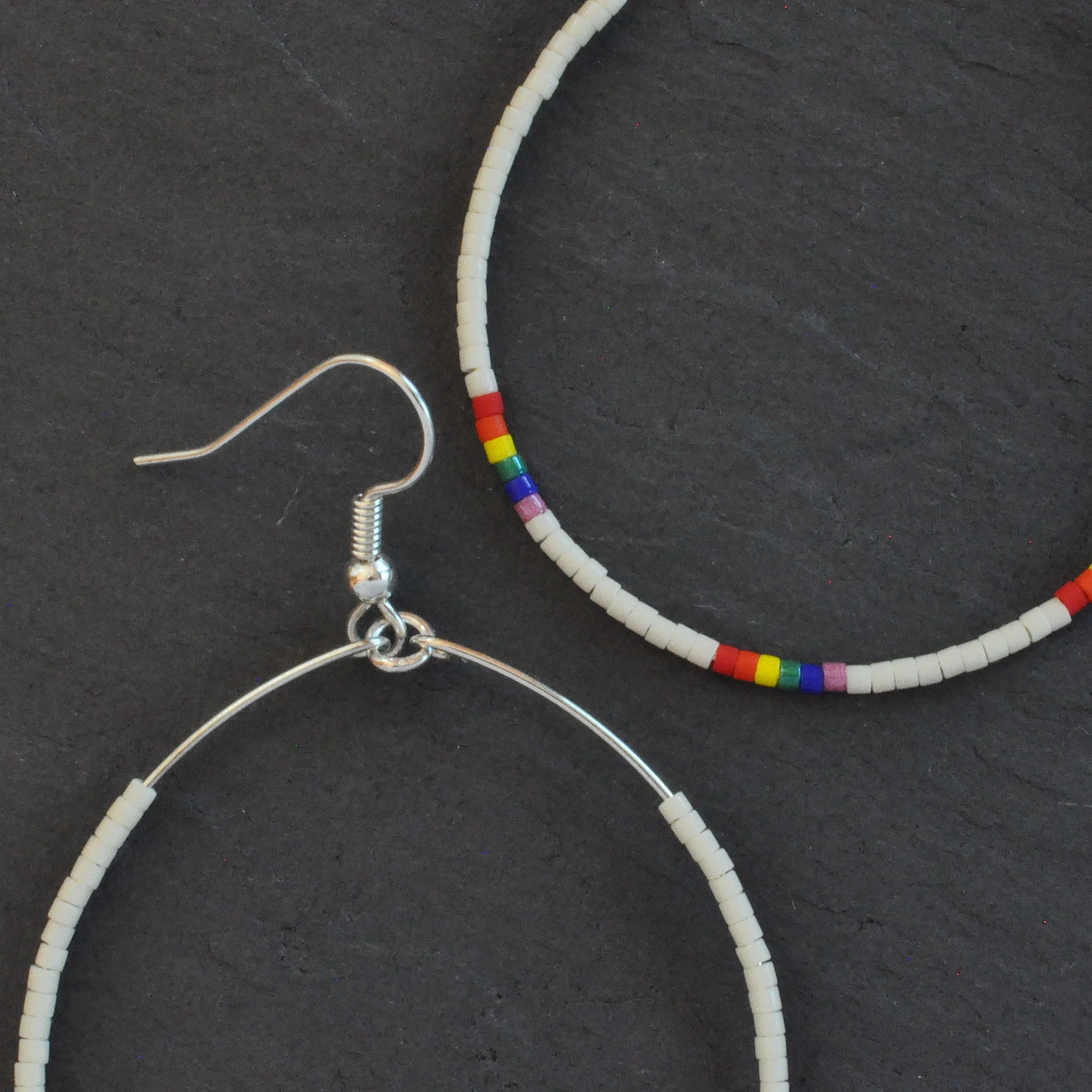 Big Beaded Hoops - RAINBOW