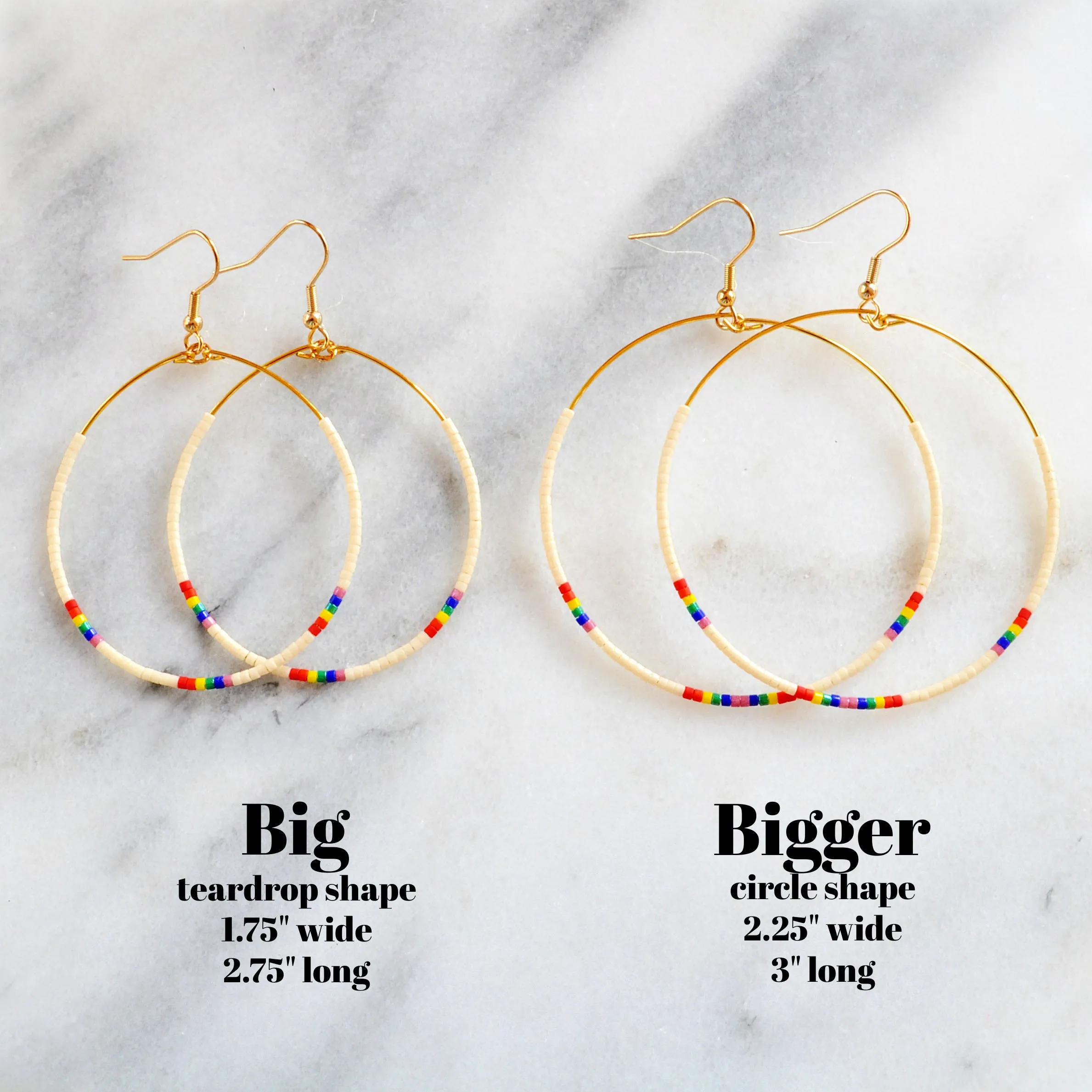 Big Beaded Hoops - RAINBOW