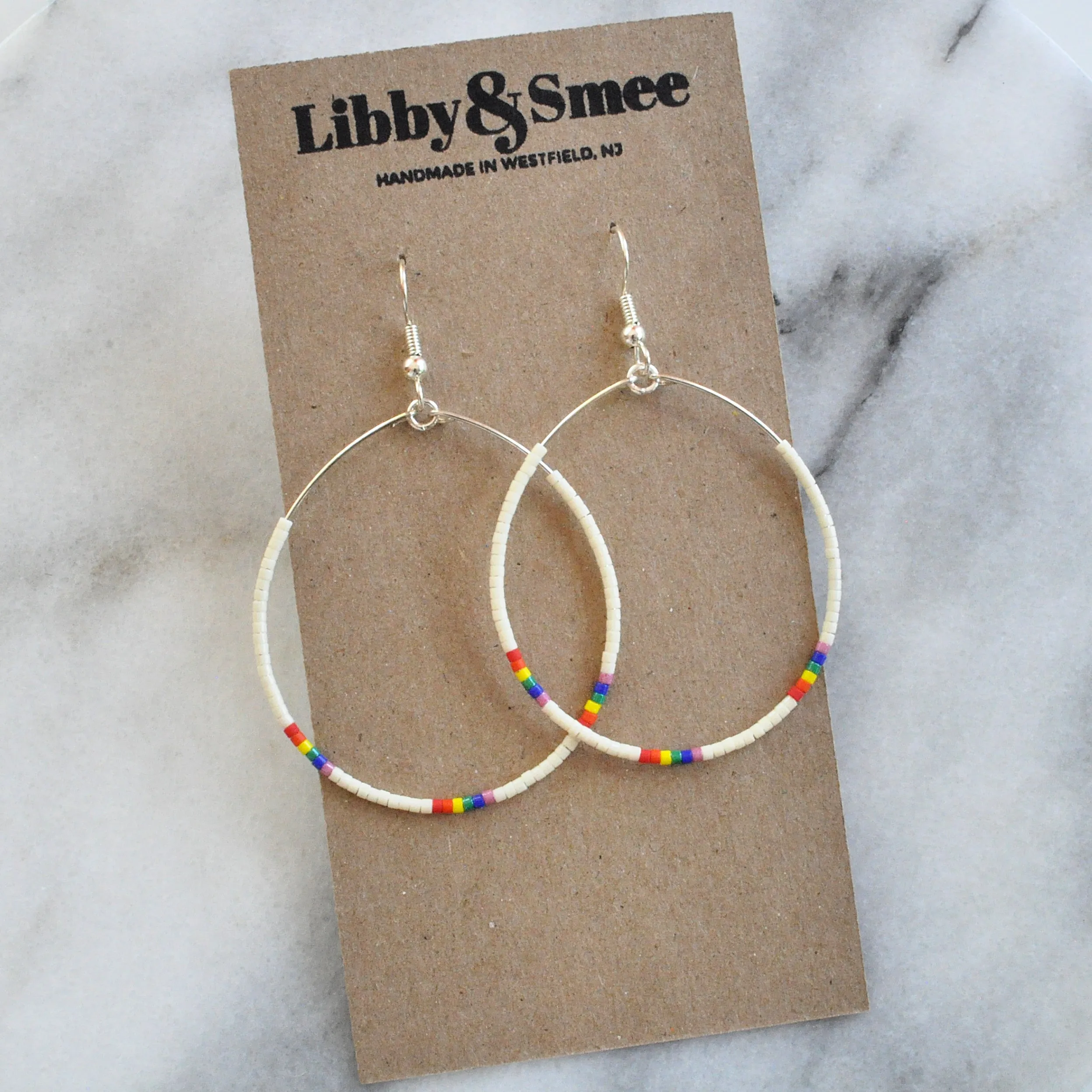 Big Beaded Hoops - RAINBOW