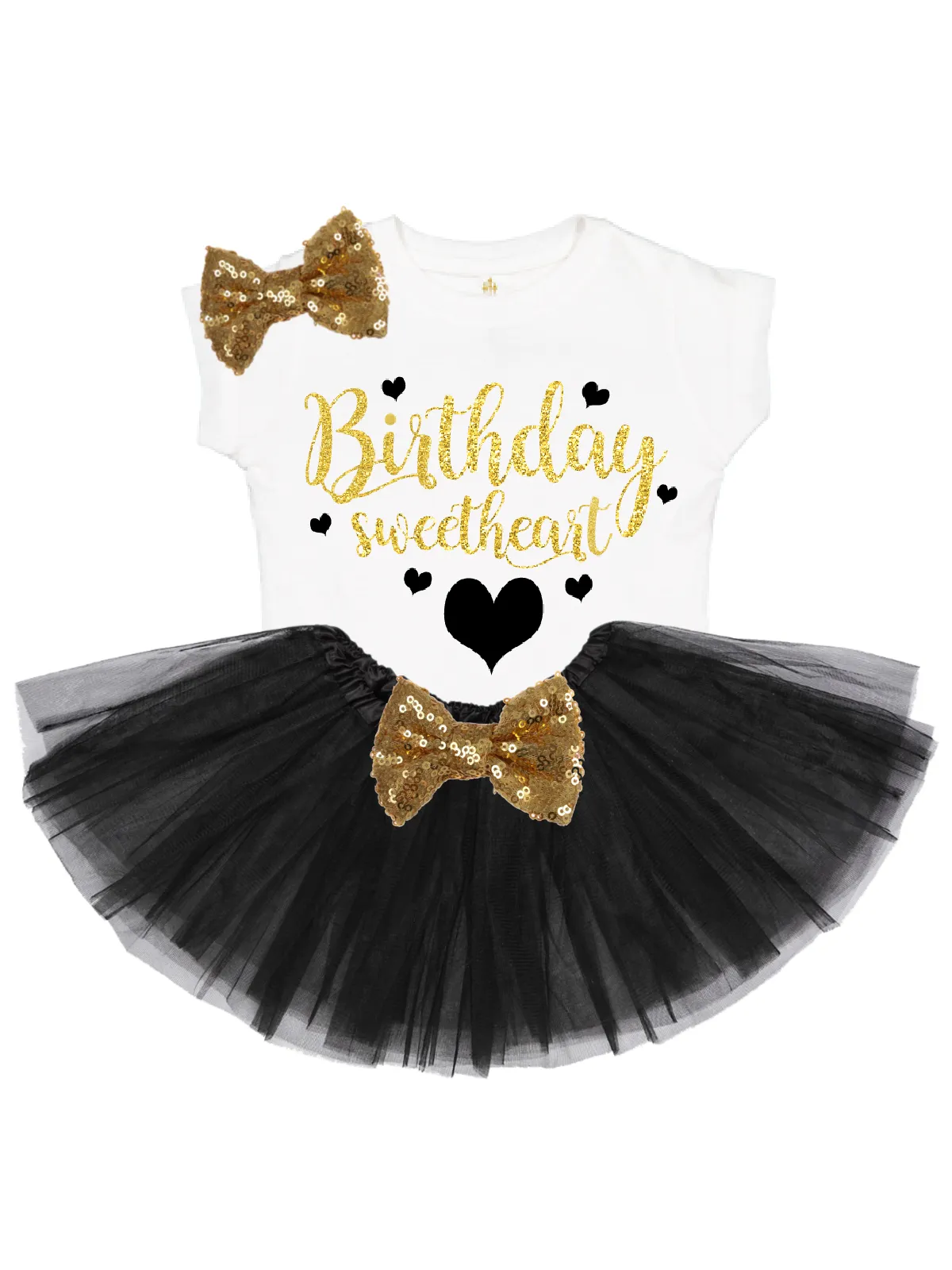 Birthday Sweetheart Black & Gold Tutu Outfit