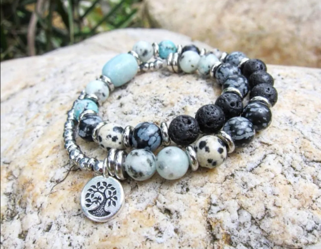 Bohemian Jasper in 27 Bead Mala Bracelet