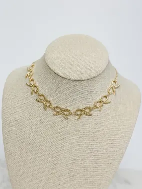 Bow Station Necklace - Gold