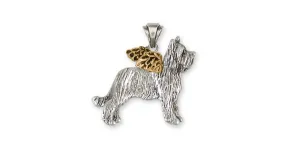 Briard Angel Pendant Jewelry Silver And Gold Handmade Dog Pendant BRD1-TTAP