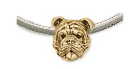 Bulldog Pendant Jewelry Gold Vermeil Handmade Dog Pendant BD16-PVM