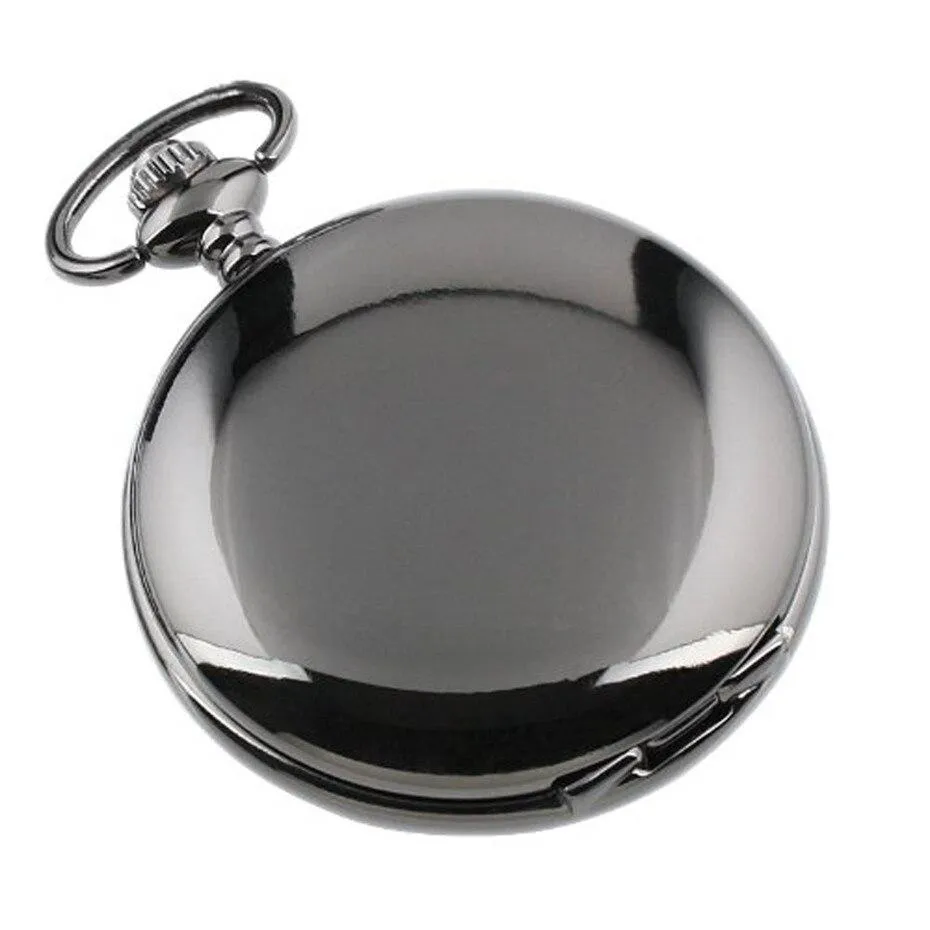 Classic Black Pocket Watch With Engraved Message to Grandson