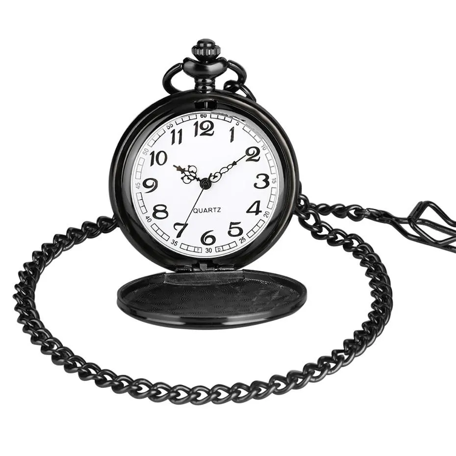 Classic Black Pocket Watch With Engraved Message to Grandson