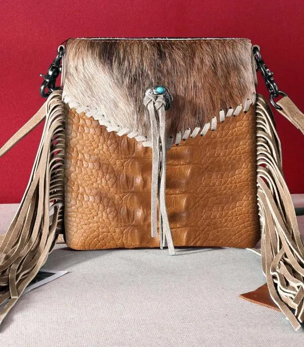 Croc fringe cowhide Crossbody bag