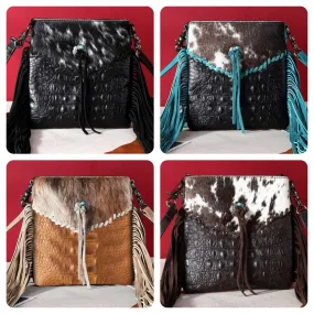 Croc fringe cowhide Crossbody bag