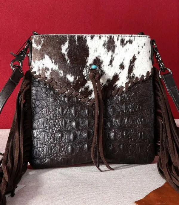 Croc fringe cowhide Crossbody bag