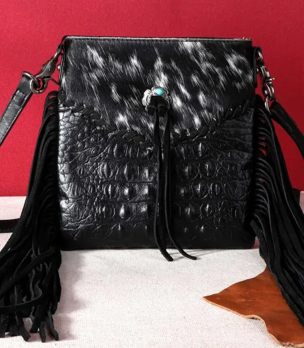 Croc fringe cowhide Crossbody bag