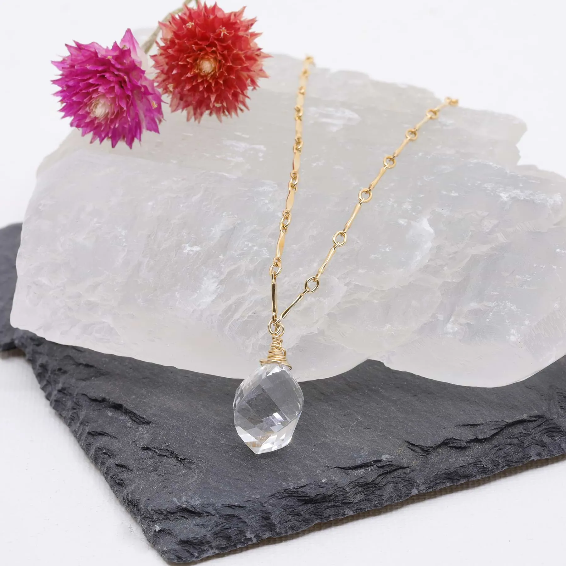 Croft - Quartz Crystal Pendant Gold Necklace