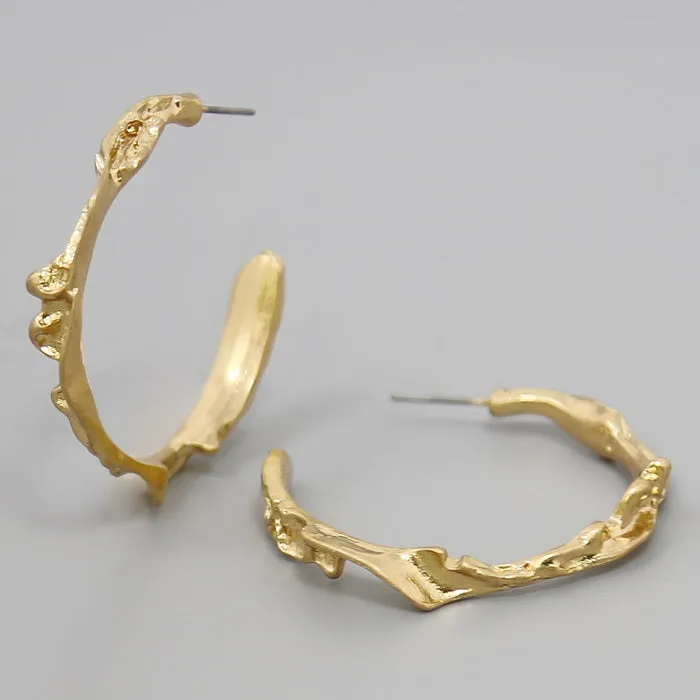 Crumpled Metal Hoop Earrings