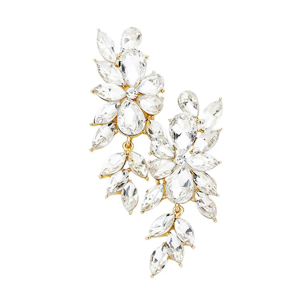 Crystal Marquise Dangle Evening Earrings