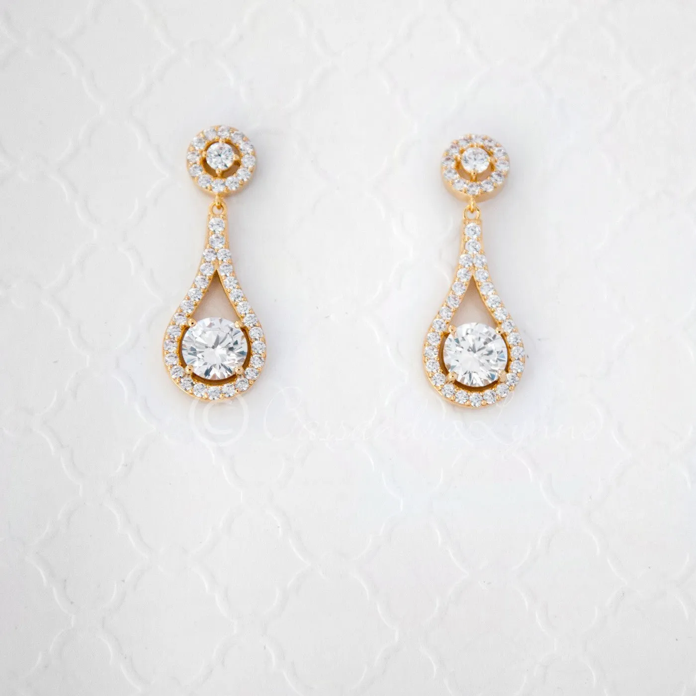 Cubic Zirconia Drop Earrings Teardrop Shaped