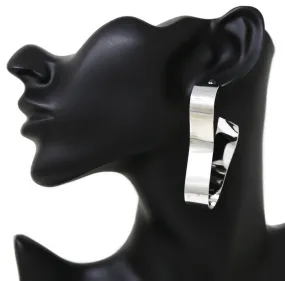 Curved Metal Plate Hoop Earrings