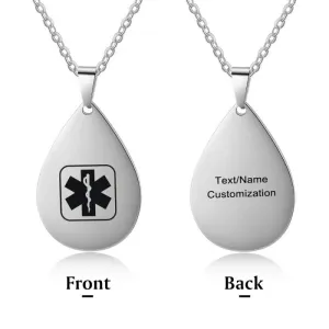 Custom Medical ID Necklace- Medical Alert Necklace For Men & Women