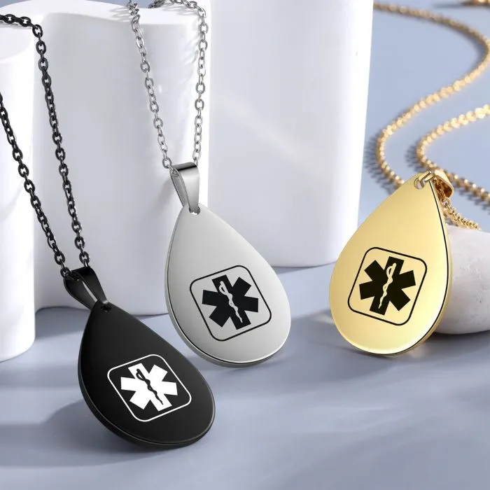 Custom Medical ID Necklace- Medical Alert Necklace For Men & Women