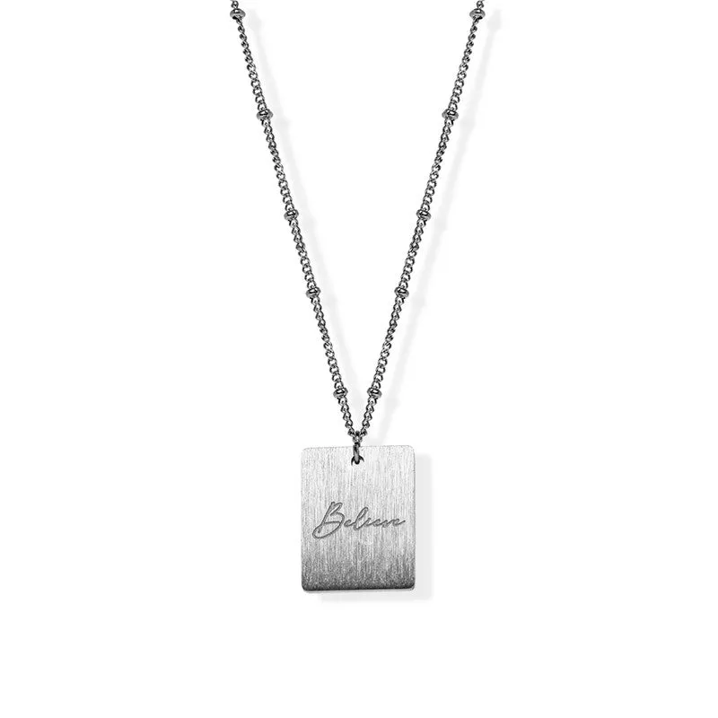 Dainty 18" antique SILVER dainty chain with BELIEVE pendant