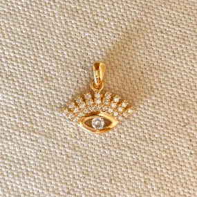 Dainty Cubic Zirconia Evil Eye Pendant in 18k Gold Filled