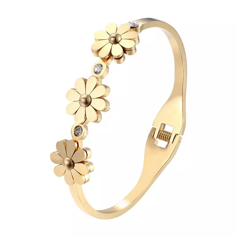 Daisy flower bracelet,jewelry gold gift.#012DFB-12