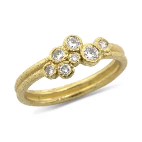 Delicate Double Band Diamond Cluster Ring