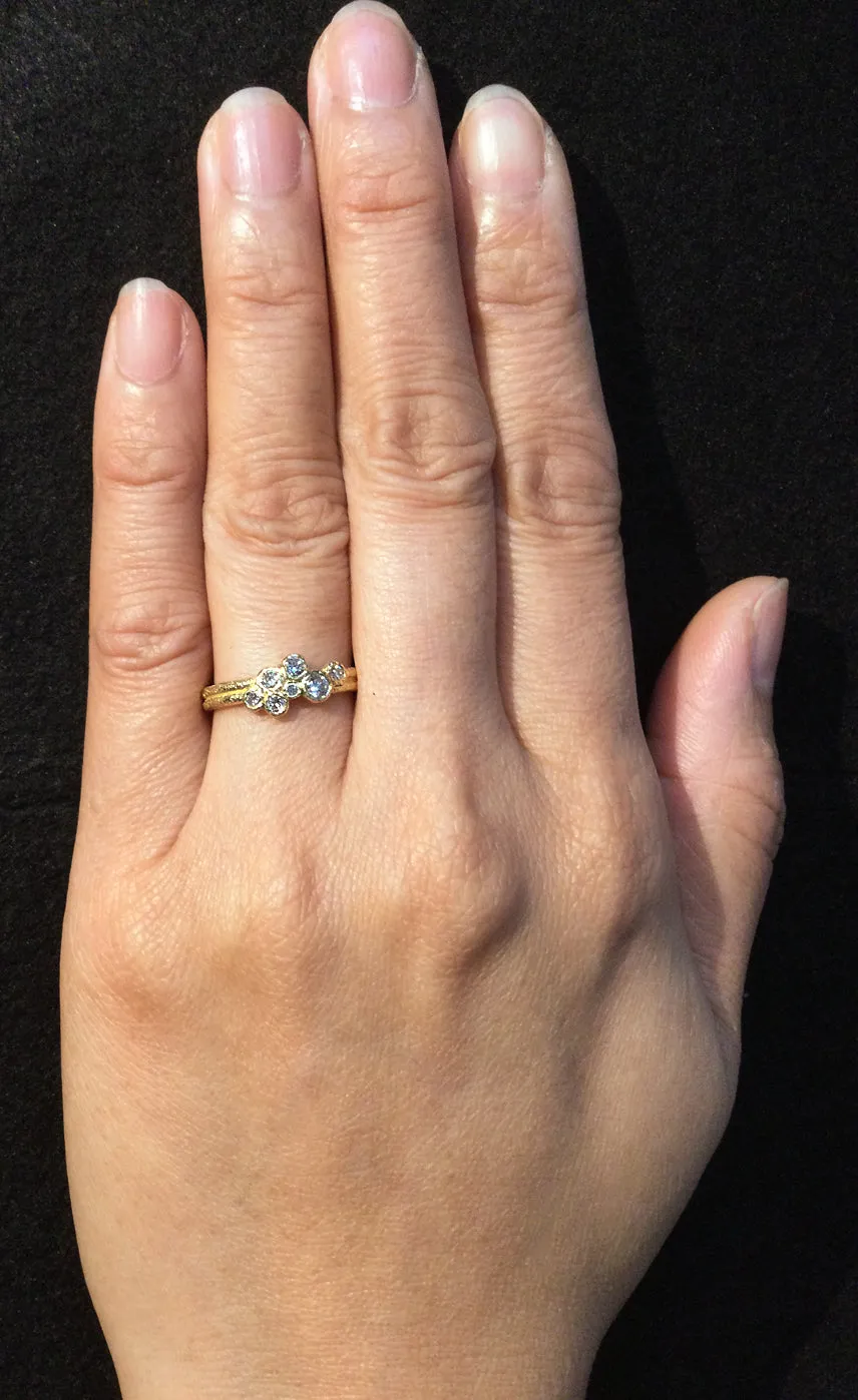 Delicate Double Band Diamond Cluster Ring