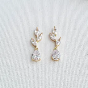 Delicate Leaf Drop Earrings in Gold-Taylor