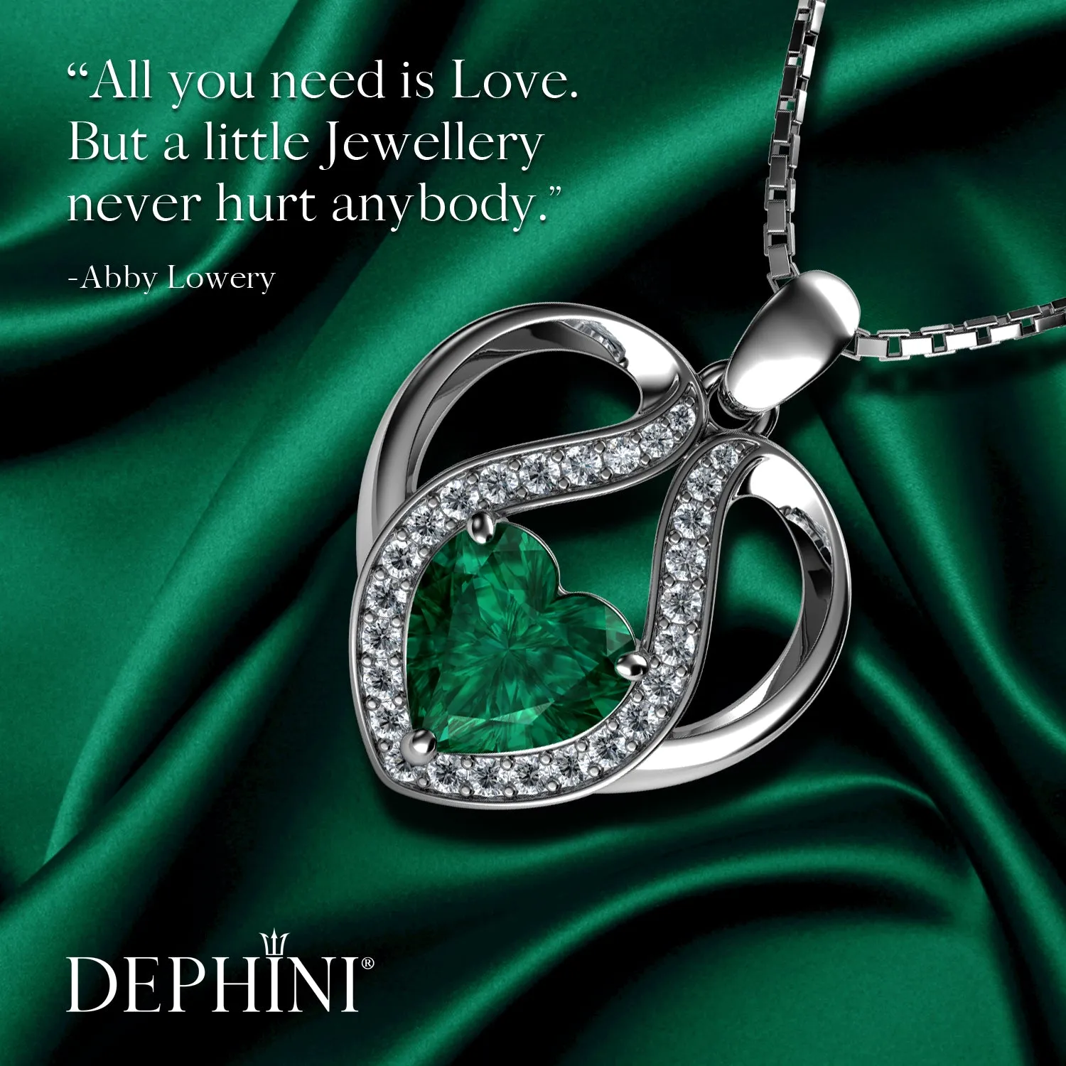 DEPHINI - Cute green necklace for Women - 925 sterling silver pendant