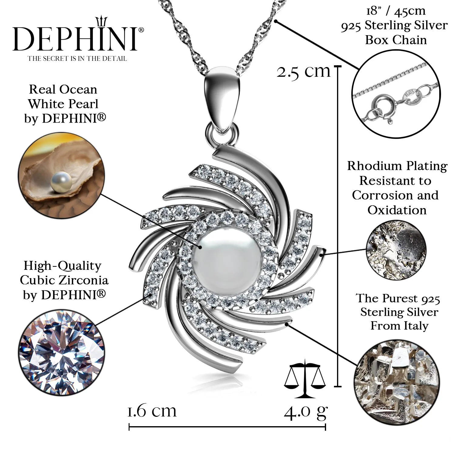 DEPHINI - Galaxy Necklace for Women 925 sterling silver Pearl pendant