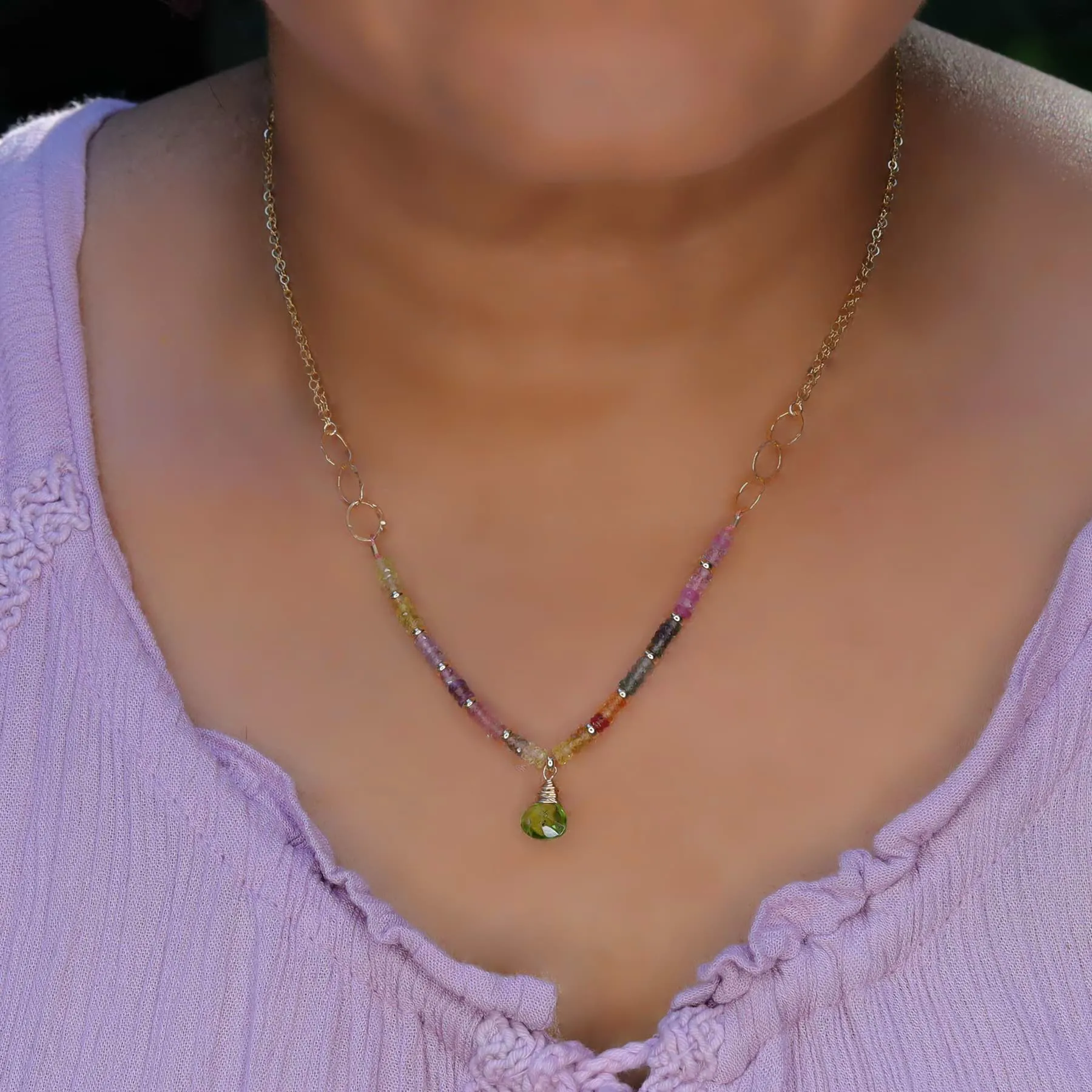 Desert Sky - Multi Pastel Sapphire and Peridot Necklace