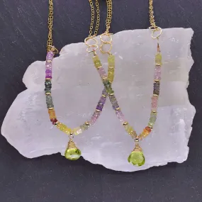 Desert Sky - Multi Pastel Sapphire and Peridot Necklace