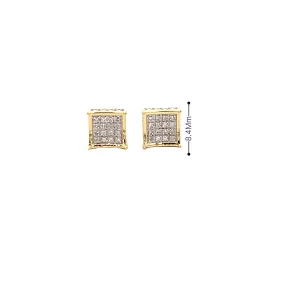 Diamond 0.14Ctw 3D Square Shaped Earrings