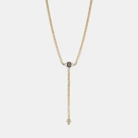 Diamond Evil Eye Hamsa Lariat Chain