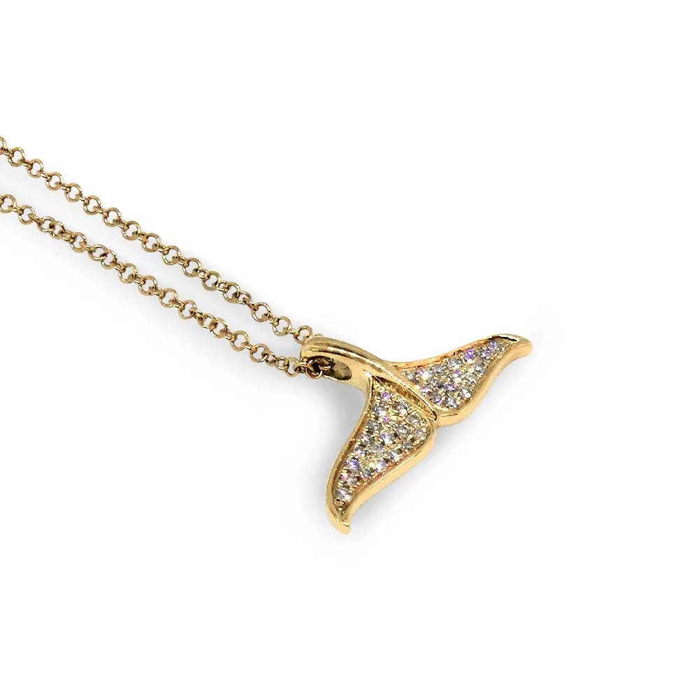 Diamonds Whale Tail Pendant