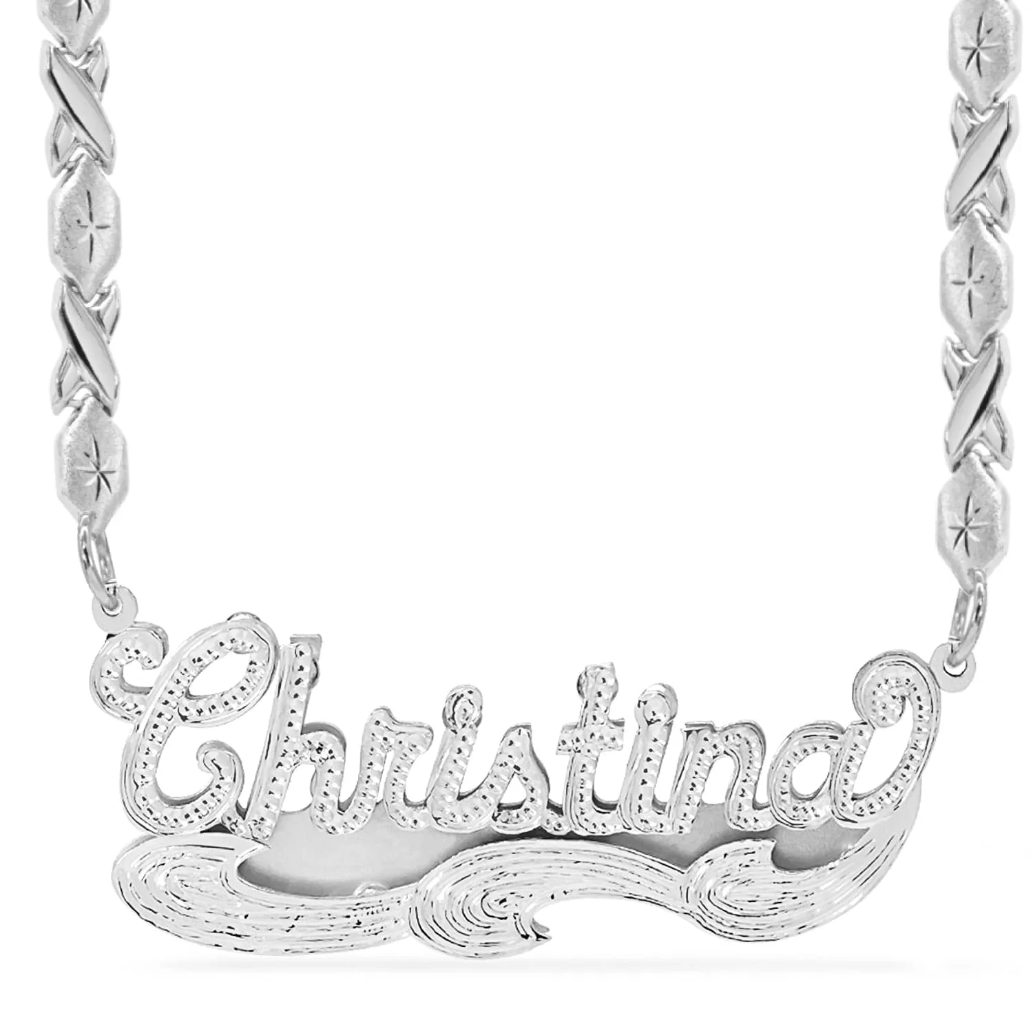 Double Name Necklace w/Beading Christina with Xoxo chain