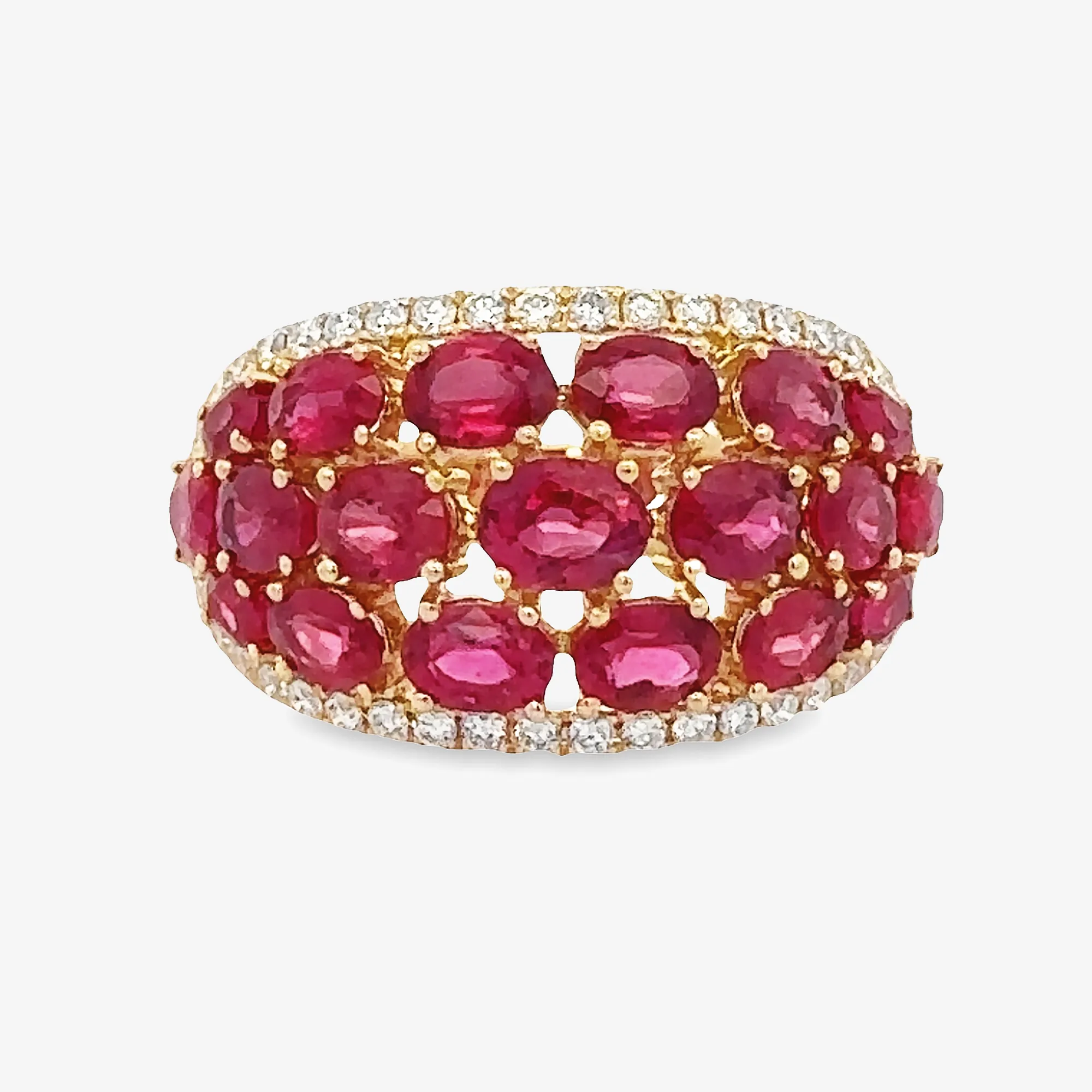 East West Ruby & Diamond Dome Ring