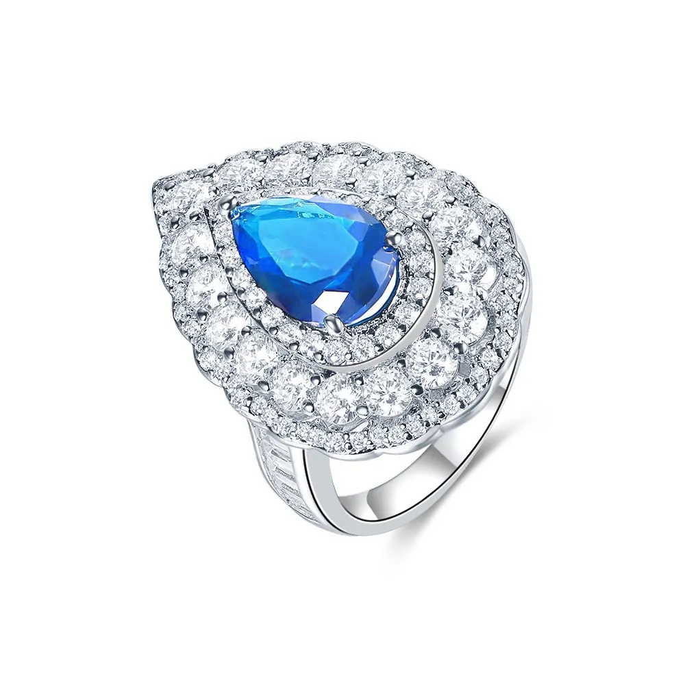 Elegant Blue Sapphire Pear Cut Engagement Ring