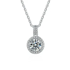 Elegant Round Moissanite Pendant Necklace - Perfect Bridal Jewelry Gift for Women and Girls