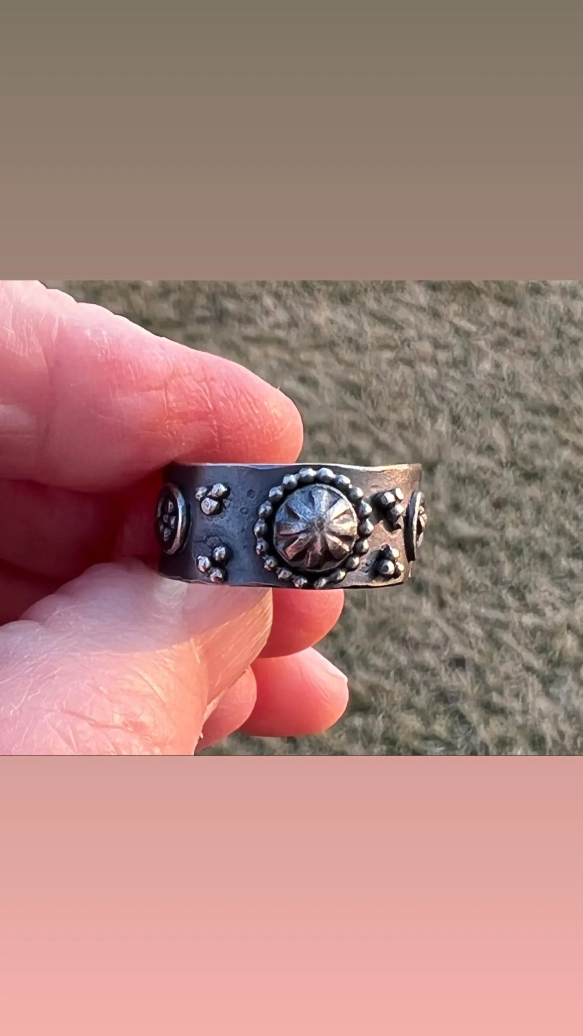 Embellished Sterling Silver Cigar Band Ring