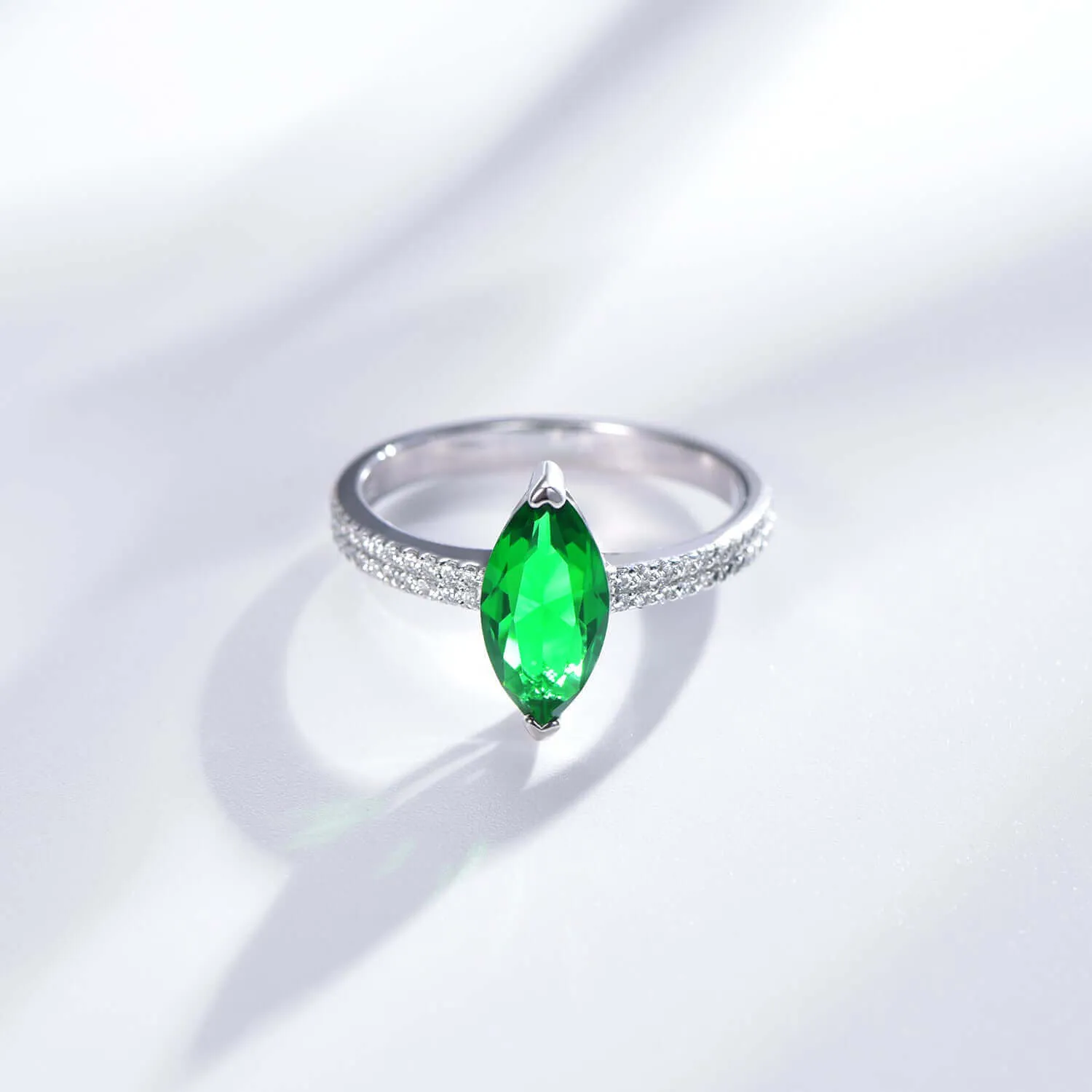 Emerald Green Marquise Cut Engagement Ring