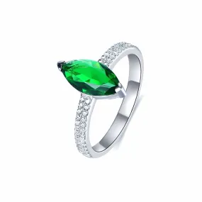 Emerald Green Marquise Cut Engagement Ring