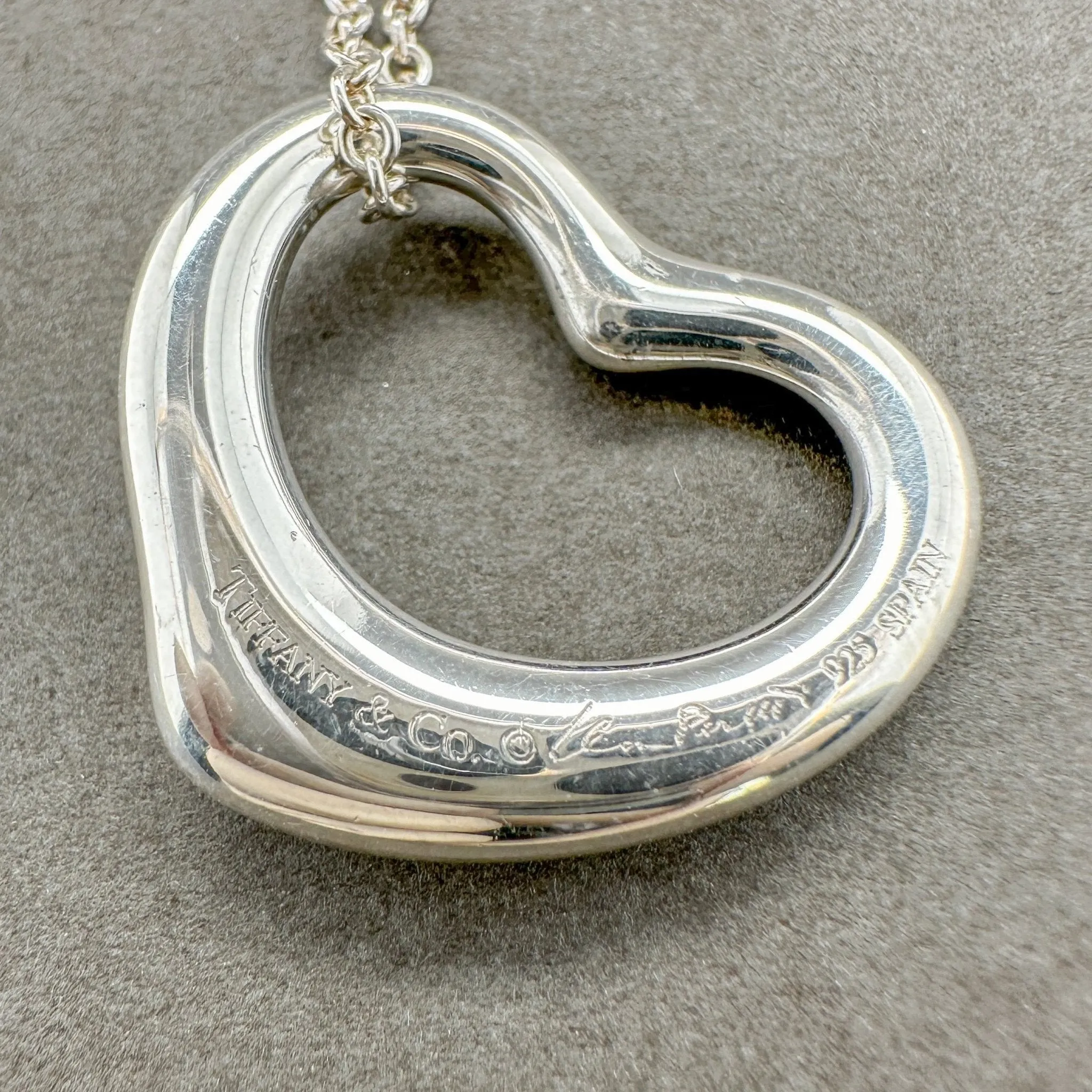 Estate Tiffany & Co. SS Elsa Peretti 22mm Open Heart Pendant