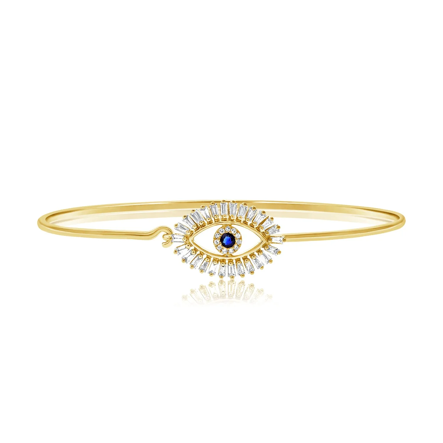 Evil Eye Bangle with Blue Sapphire & Diamonds