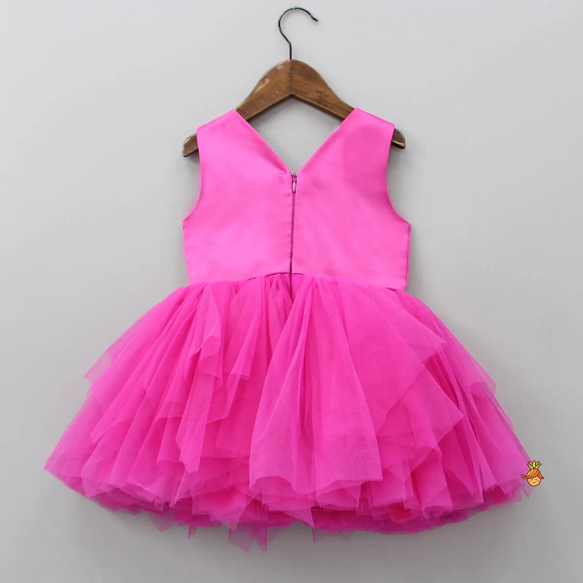 Fancy Bright Pink Sequined Dress With Snap Hair Clip