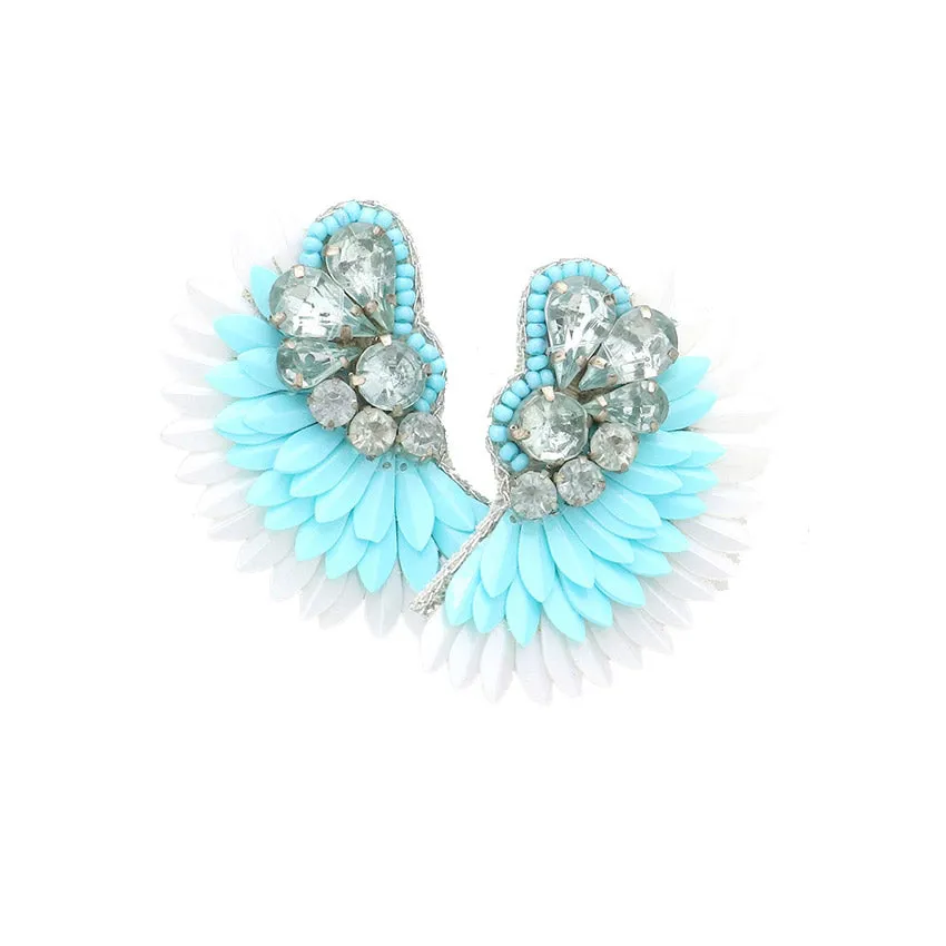 Felt Back Stone Embellished Boho Fringe Earrings