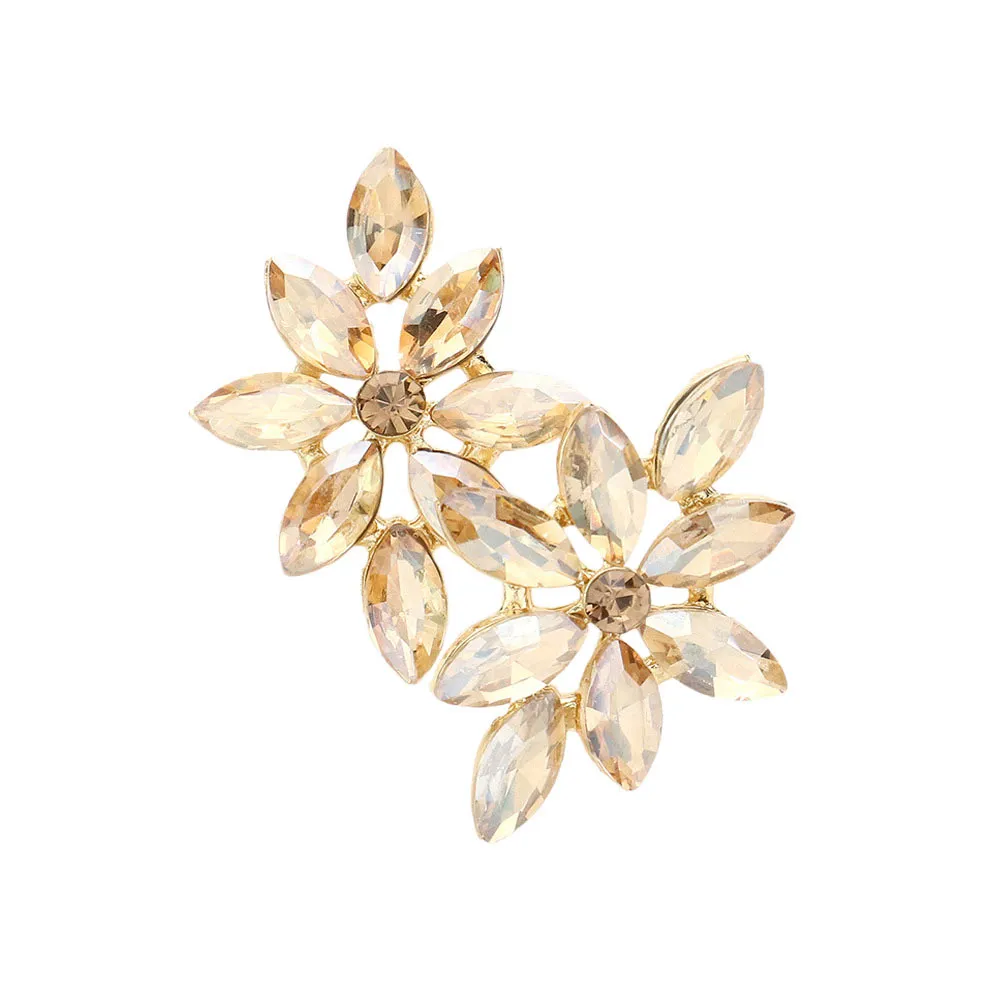 Floral Marquise Stone Cluster Evening Earrings